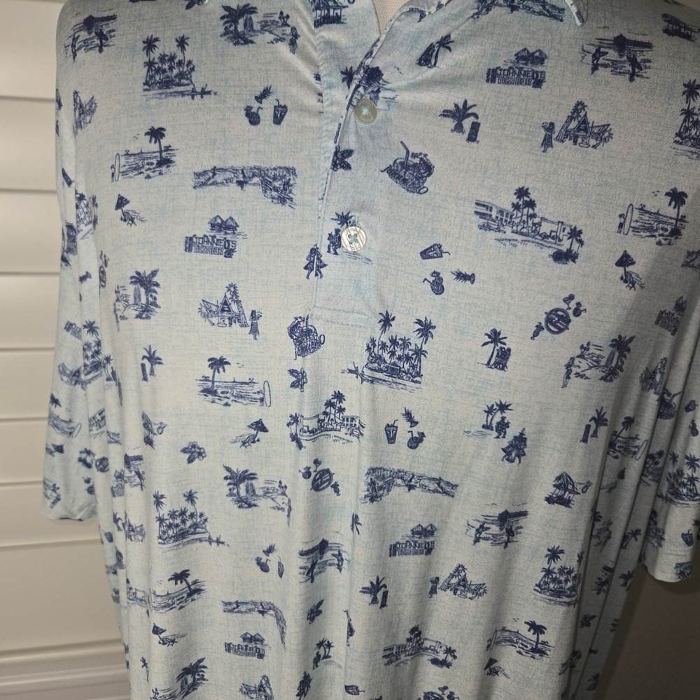 Johnnie-O Featherweight Polo XXL Tiki Bar Print UPF 50 Hammock Bay Golf - Picture 3 of 15